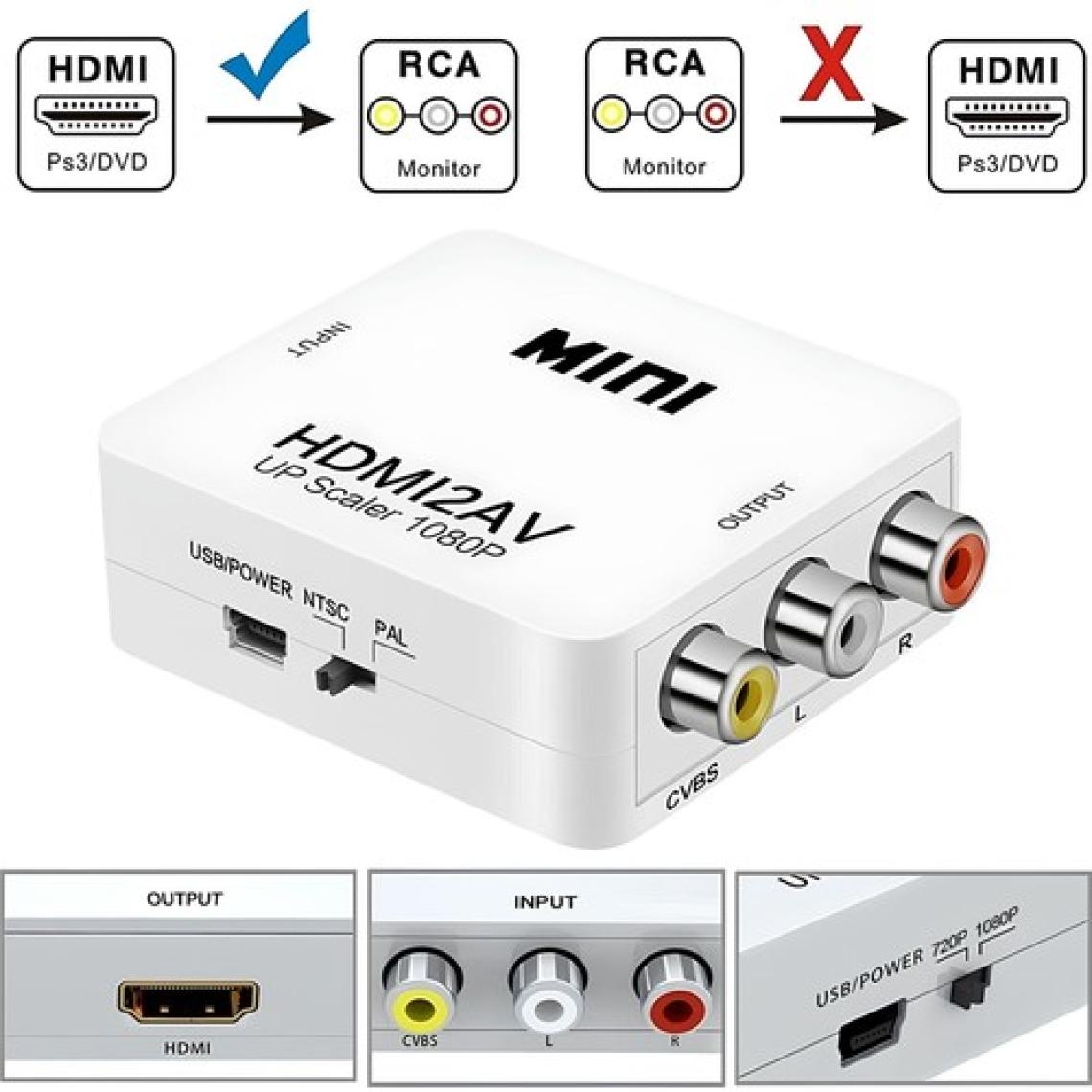 SpeedUF HDMI To Rca Av/cvsb L/r Video 1080P Mini HDMI2AV Hd Video Dönüştürücü