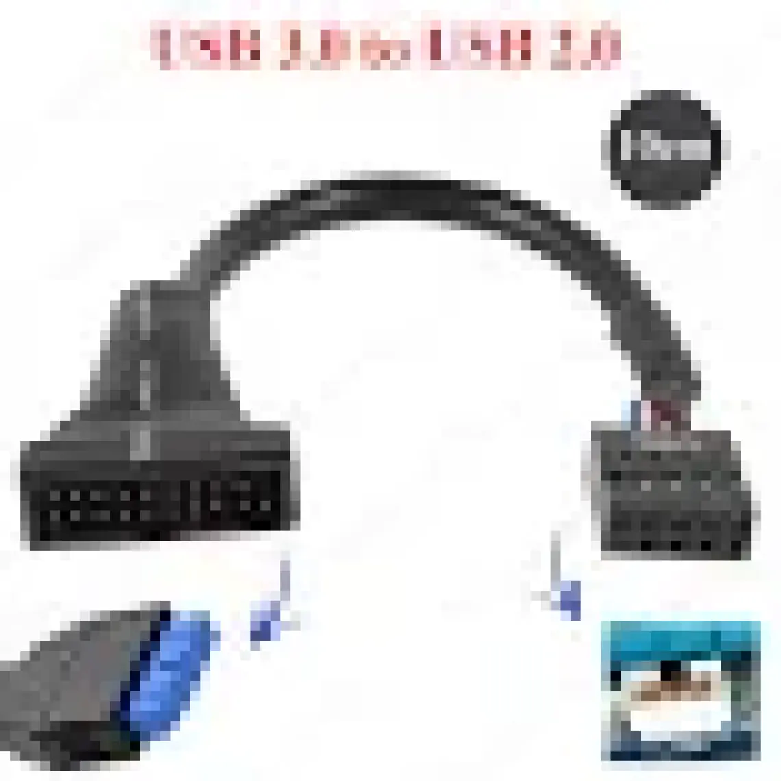 Ti-mesh Anakart Girişli Usb 2.0 9-Pin Female  Usb 3.0 20-Pin Male Dönüştürücü - 10Cm