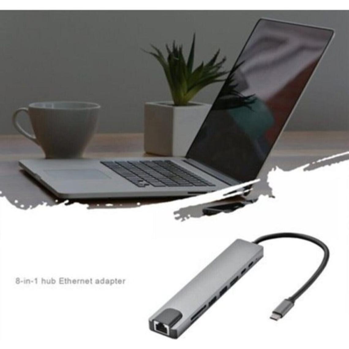 Bonjux Macbook Pro Air USB Type-C Hub Dönüştürücü Çevirici Çoklayıcı USB Hdmı Micro Sd 8 Girişli 8 In1