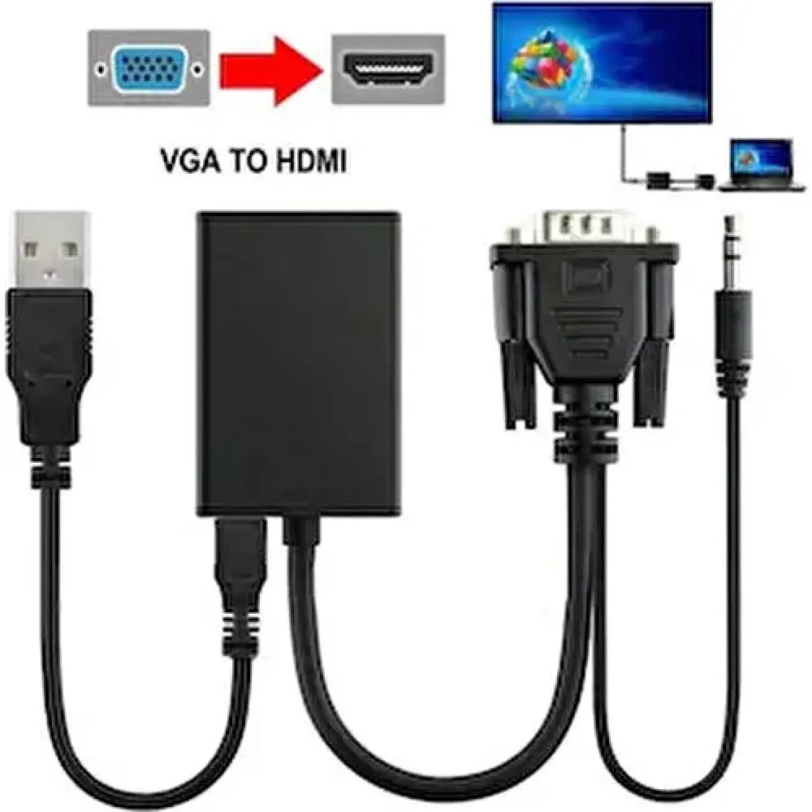 Hadron VGA To HDMI Çevirici + Ses