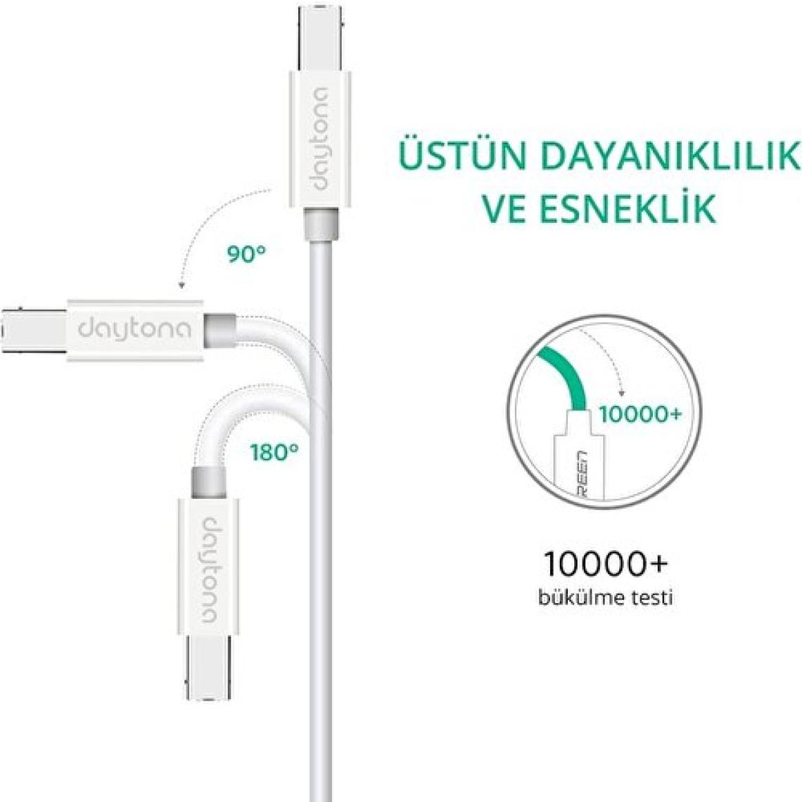 Daytona TB1-2 Type-C To USB B Telefon Bilgisayar Tablet İçin Mıdı Org Elektrikli Piyano Yazıcı Konnektörü Çevirici Kablo(1metre)