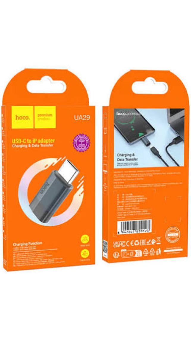 Hoco UA29 Tak Çalıştır Type-C To Alüminyum Örgülü Kablolu Lightning Dönüştürücü