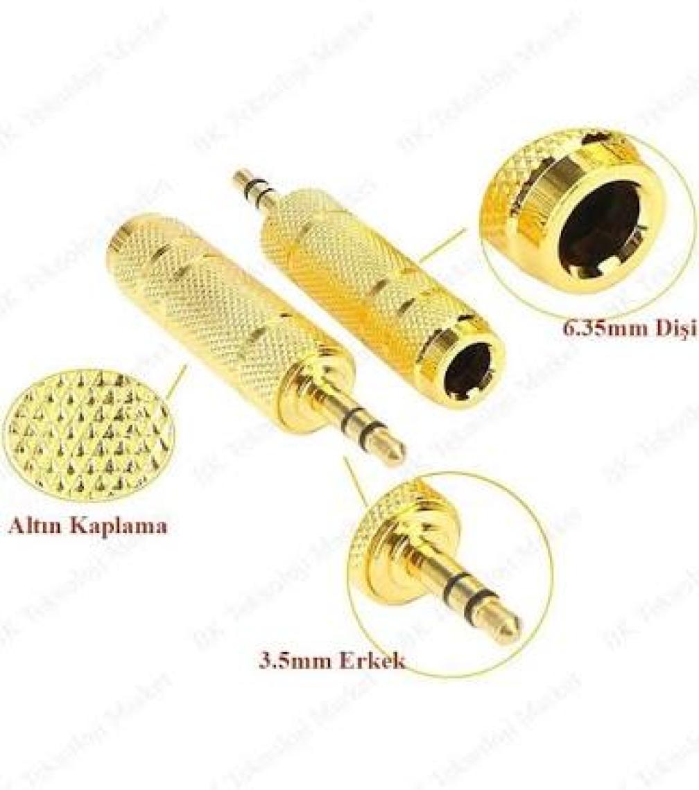 BK Teknoloji Gold Plated 3.5 mm Erkek - 6.35 mm Dişi Dönüştürücü Jack Adaptör