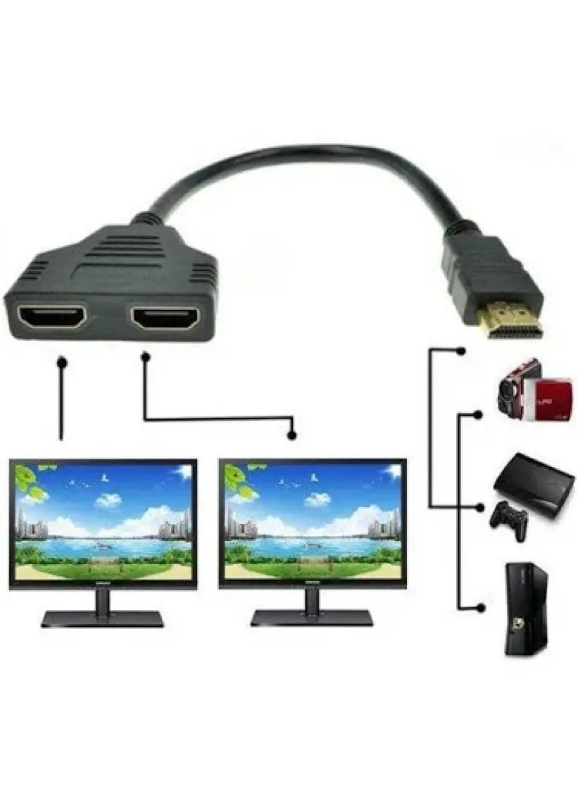 Ti-Mesh Hdmı Male To 2 Hdmı Female 1 İn 2 Out Splitter Converter Adapter Kablo - 15Cm