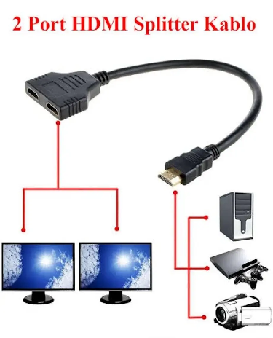 Ti-Mesh Hdmı Male To 2 Hdmı Female 1 İn 2 Out Splitter Converter Adapter Kablo - 15Cm