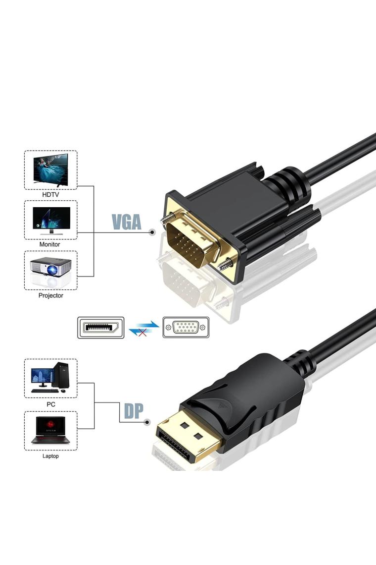 1.8 Metre Display Port To Vga Kablo Display Vga Dp To Vga 1.8m Displayport Erkek Vga Erkek Kablo