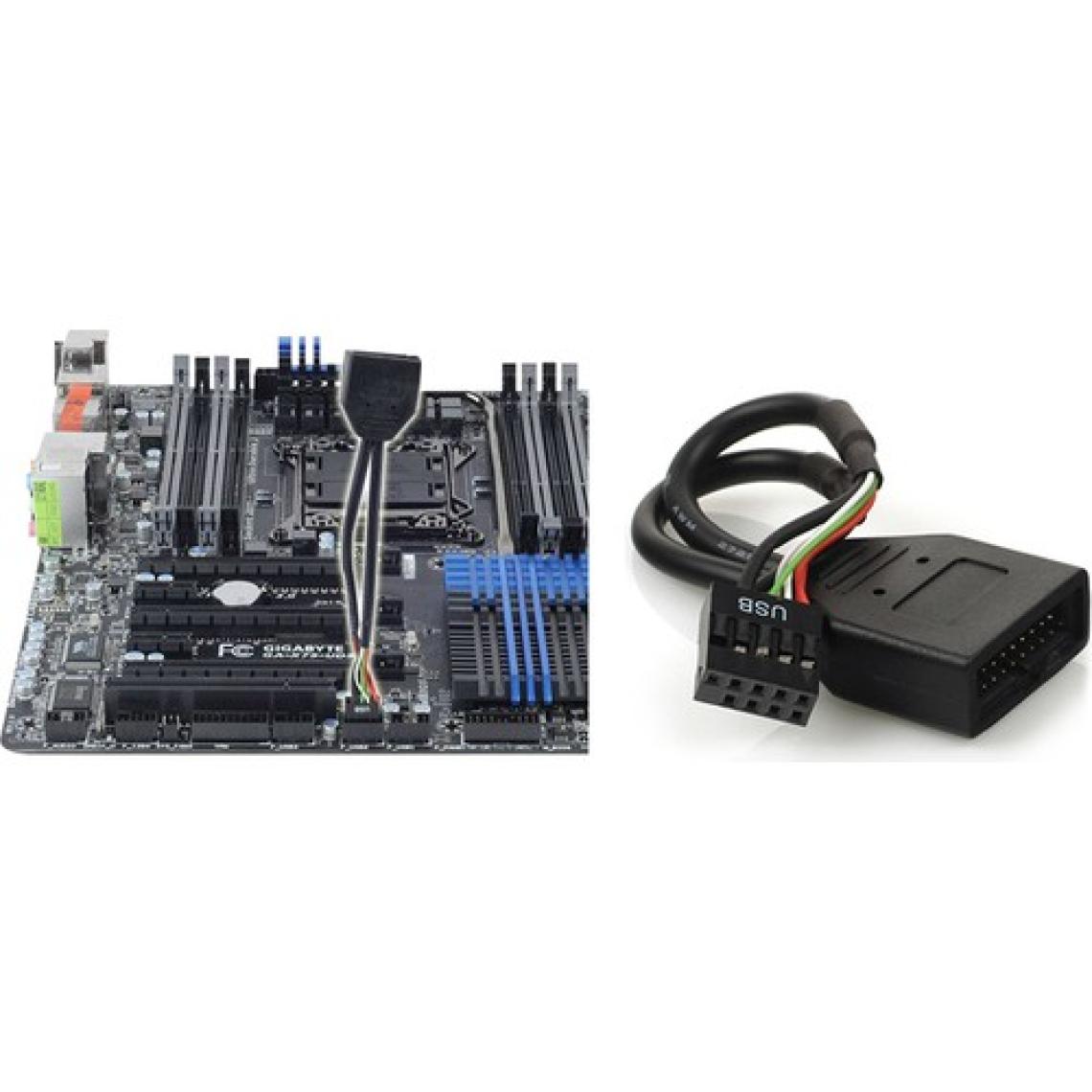 Kuvars 19 Pin USB 3.0 Erkek 9 Pin USB 2.0 Dişi Dönüştürücü Çevirici Kablo