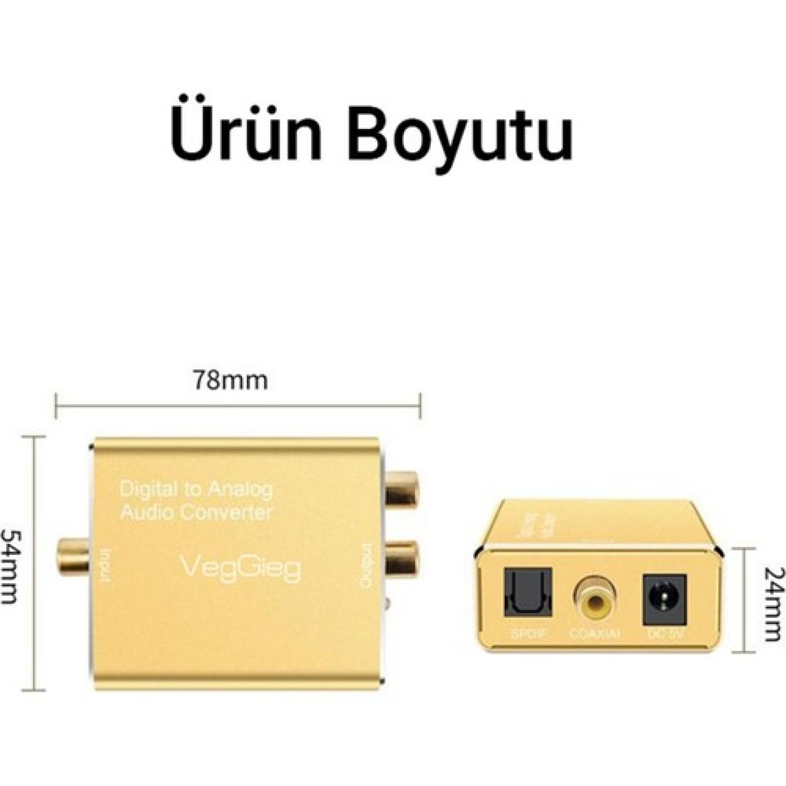 VegGieg Koaksiyel Toslink Optik Dijital To 3.5mm Rca Analog Ses Çevirici Adaptör