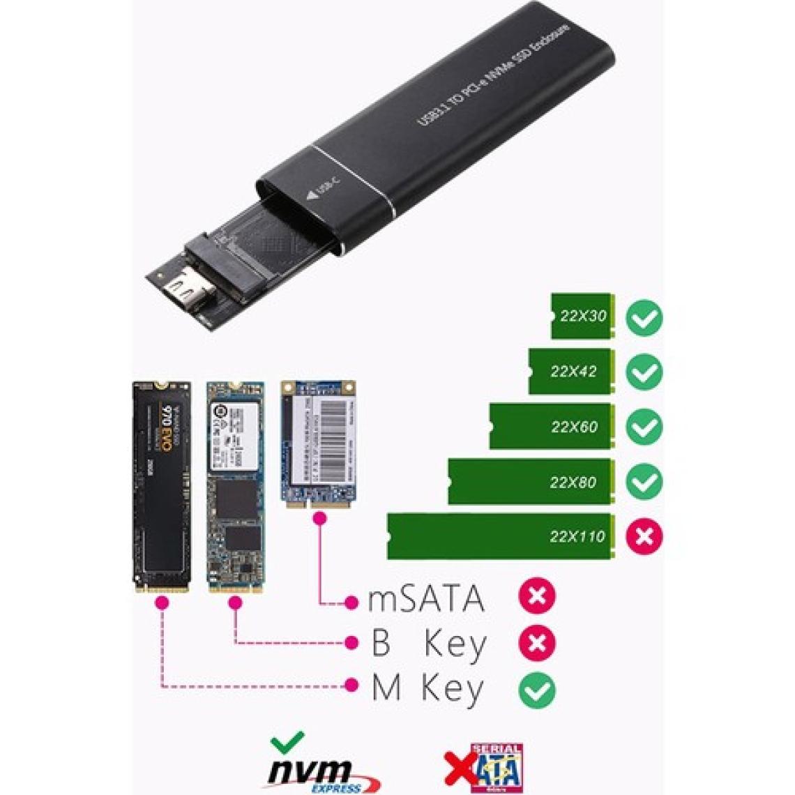 Usb 3.1 type c to PCI-e m.2 NVME SSD harici taşınabilir kutu