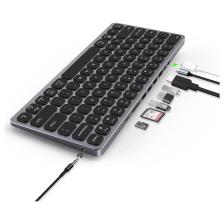 Bix BX-keyhub01 9in1 HUB Özellikli Çok Fonksiyonlu Kablolu Klavye 3x USB 3.0+4K HDMI+PD+Micro SD+3,5mm Aux Mic Girişli