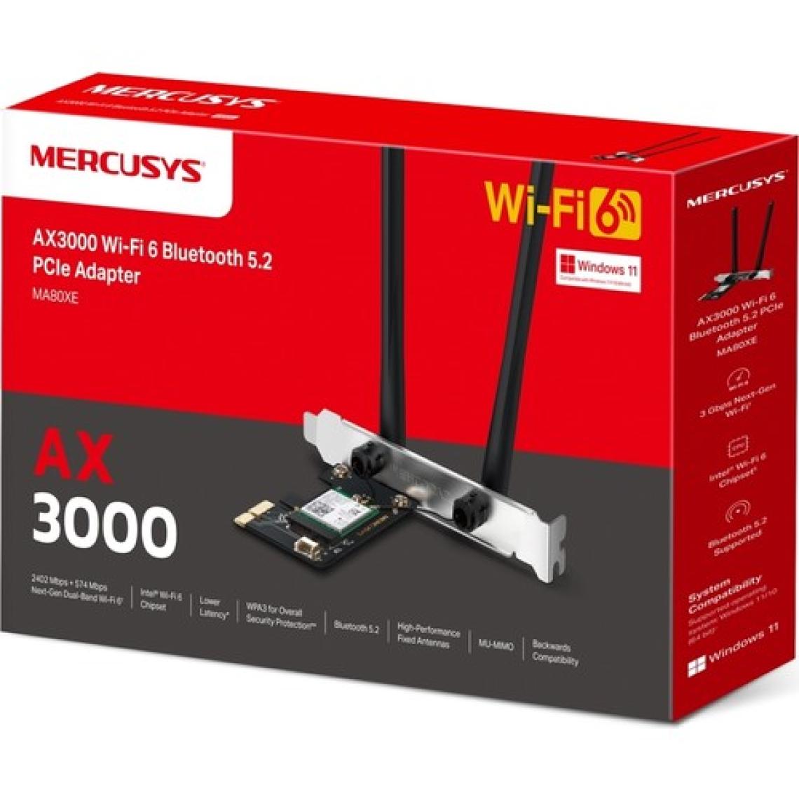 Mercusysy MA80XE, AX3000 Wi-Fi 6 Bluetooth 5.2 PCIe Adaptör