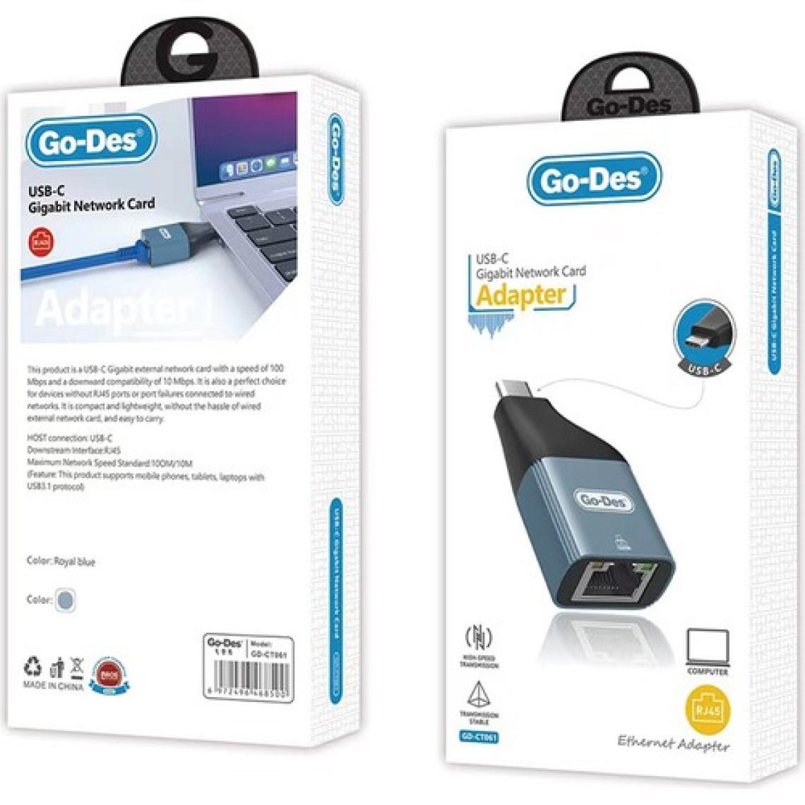 Go-Des RJ45 To Type-C Ethernet Dönüştürücü Otg Go Des GD-CT061 100MBPS