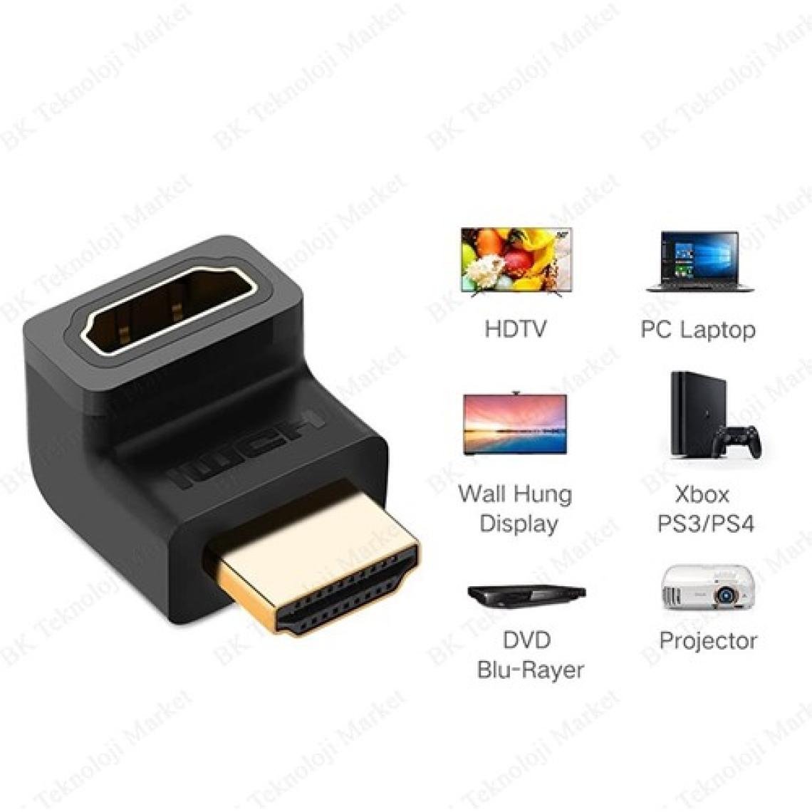 BK Teknoloji 270 Derece HDMI Dirsek Adaptör HDMI Erkek/dişi L Çevirici