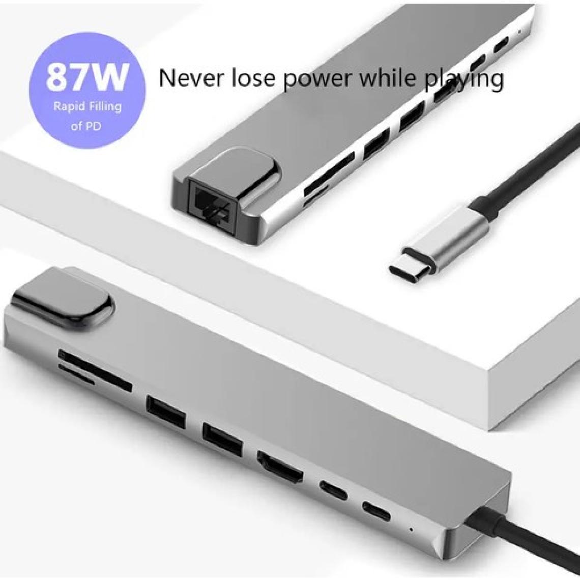 Airstorr 4K Çok Fonksiyonlu Adaptör 8V1 USB RJ45 Hd Ethernet Adaptörü USB 3.0  Kart Okuyucu Pd/sd/tf
