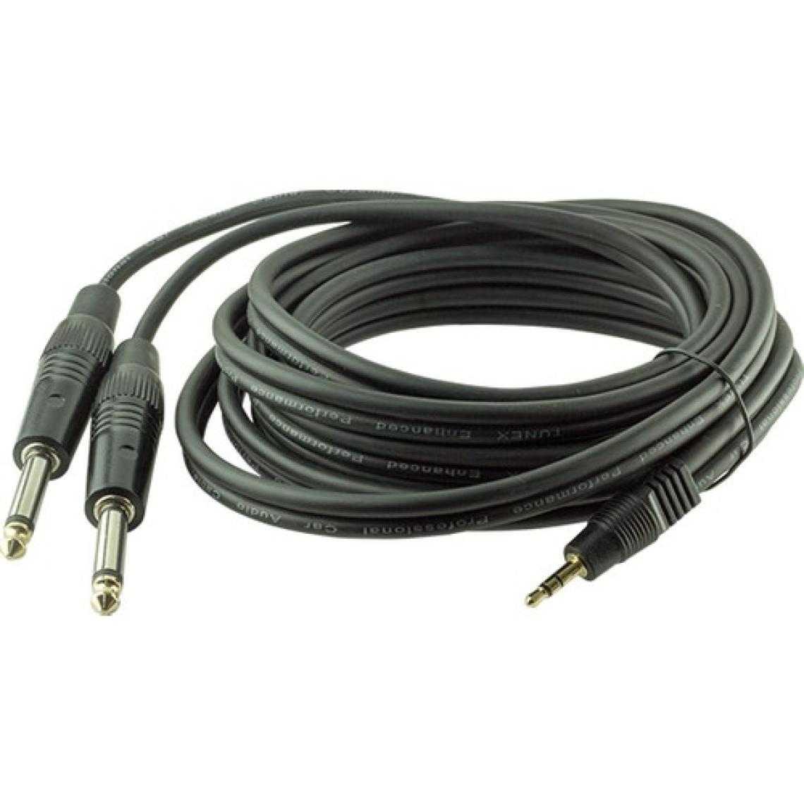 Elektromer Powermaster 3.5 mm Stereo E/2x6.3mm Mono Erkek Kablo 3 Metre
