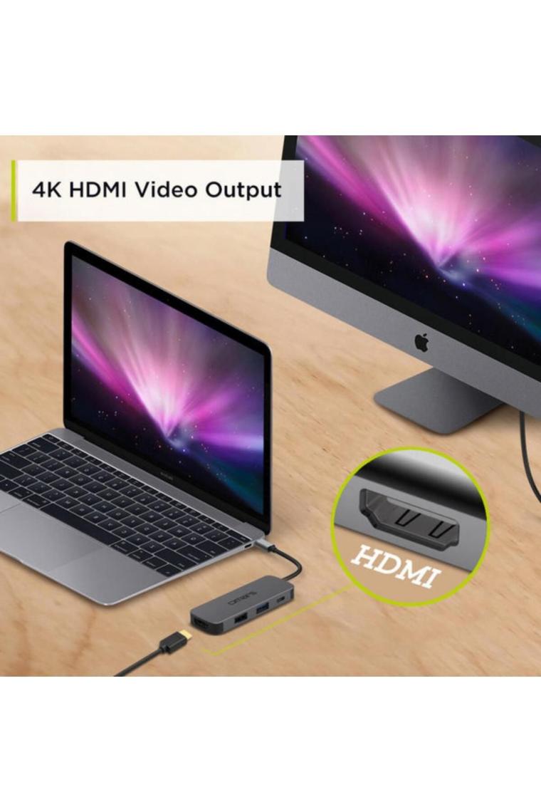 Omars 4 Port Usb-C Hub 4K HDMI Video Transferi USB 3.1 Pd Usb-A ve Type-C Hub Çoklayıcı Adaptör