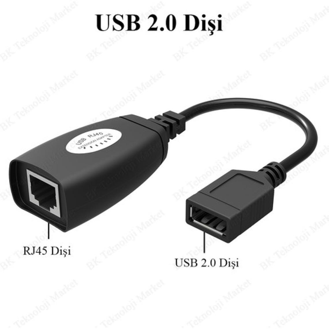 BK Teknoloji USB Extender - Cat5 / CAT5E / Cat6 Kablosu Üzerinden USB 2.0 - RJ45 Lan Uzatma Adaptörü