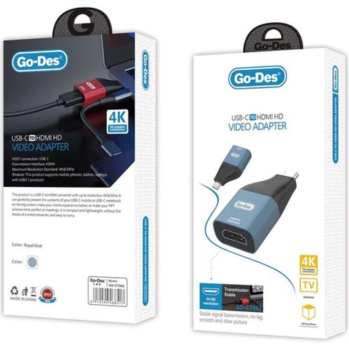 Go-Des HDMI To Type-C Dönüştürücü Otg Go Des GD-CT062 4K@30Hz