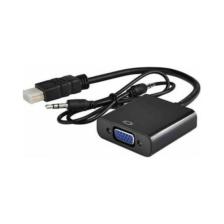 Krl HDMI To VGA Kablo Çevirici Dönüştürücü Görüntü Aktarıcı (Sesli +AUX Kablo)