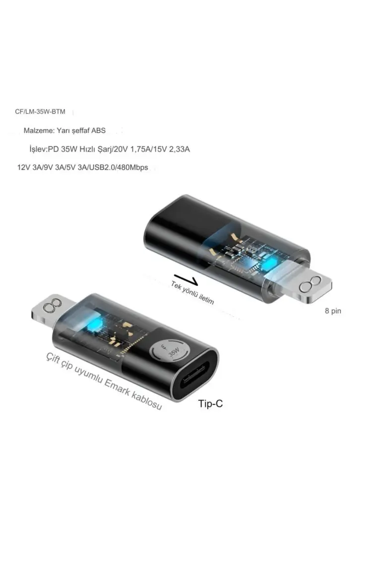 Livx Pd 35W Lightning To Type C Çevirici Dönüştürücü iPhone Yuva Çevirici Hızlı Şarj ve Veri Aktarımı Otgsl