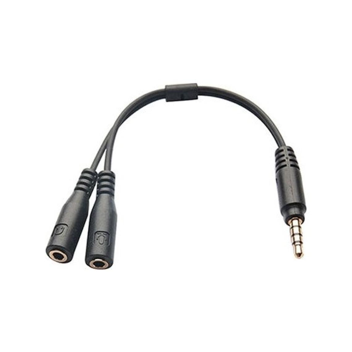 Hytech HY-X77 Siyah Audio + Mic To 3,5mm 0.15M Kulaklık Çevirici
