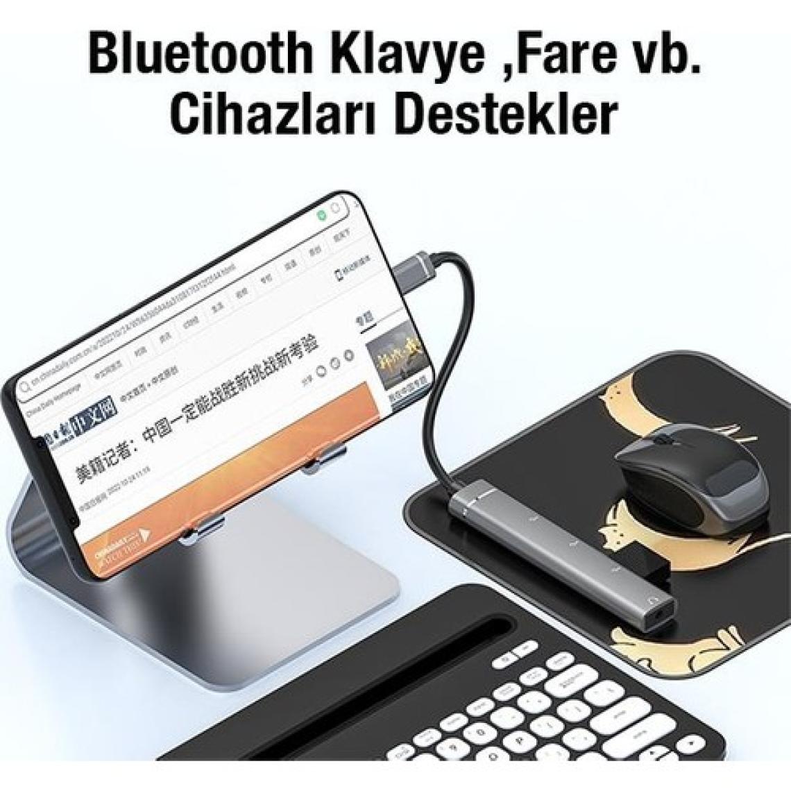 Coofbe 4in1 Type C Çoğaltıcı Çevirici Hub, 2x Usb, 1x Type C ve 1x 3.5mm Girişli Adaptör