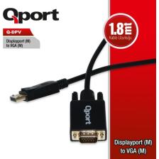 Qport Q-Dpv Dısplay Port(M) To Vga(M) 1.8 Mt Kablo Çevirici Dönüştürücü Q-Dpv