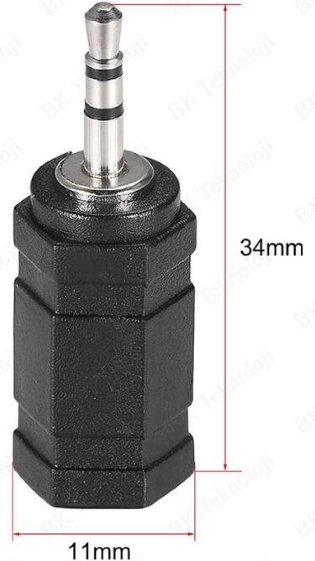 BK Teknoloji 2.5mm Erkek - 3.5mm Dişi Konnektör Stereo Ses Adaptörü Dönüştürücü