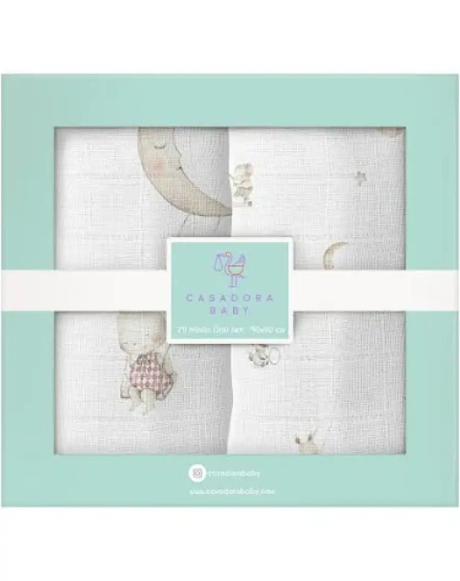 Casadora Baby Circus 100% Pamuk 2'li Müslin Örtü Seti - 90X90 cm