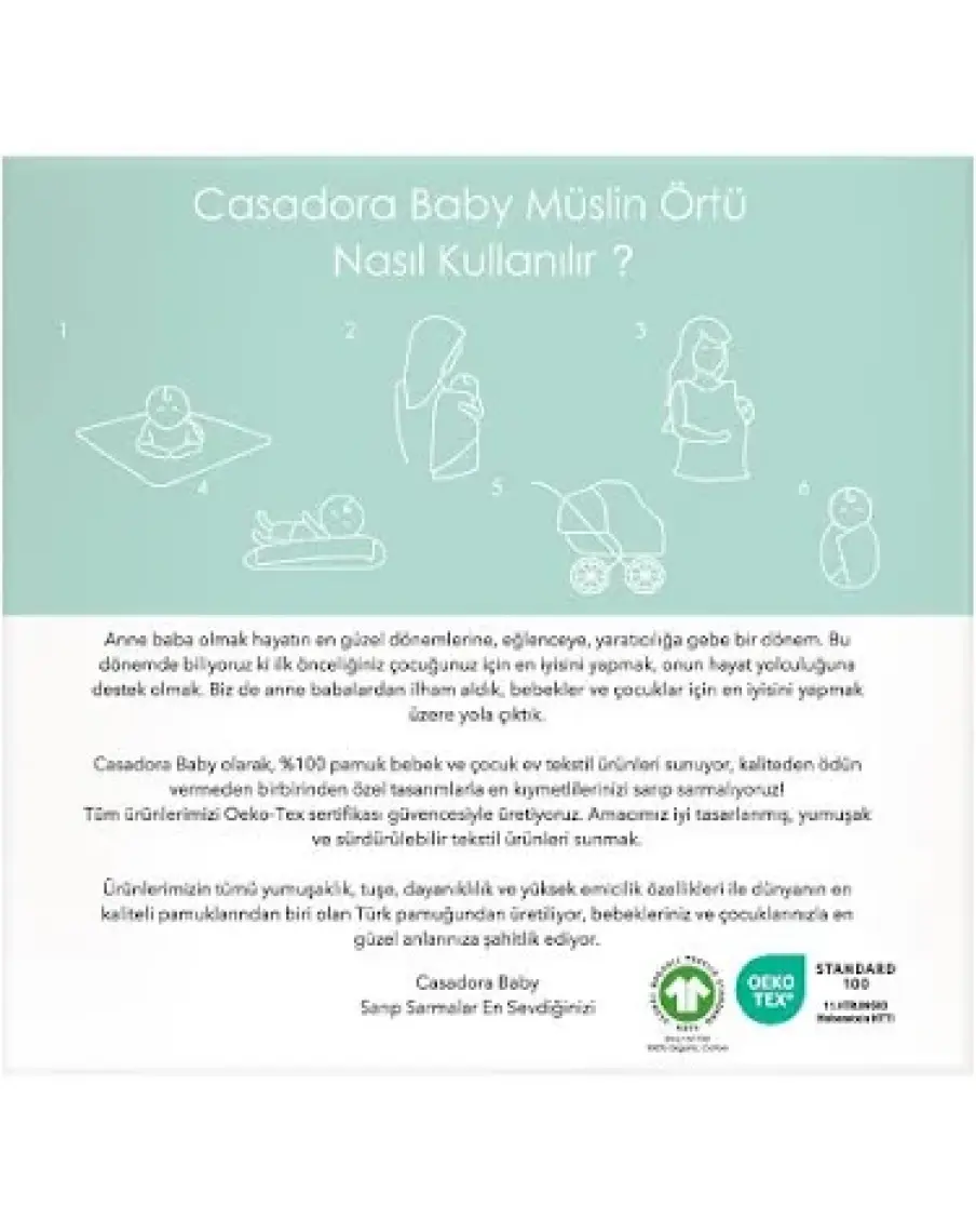 Casadora Baby Circus 100% Pamuk 2'li Müslin Örtü Seti - 90X90 cm