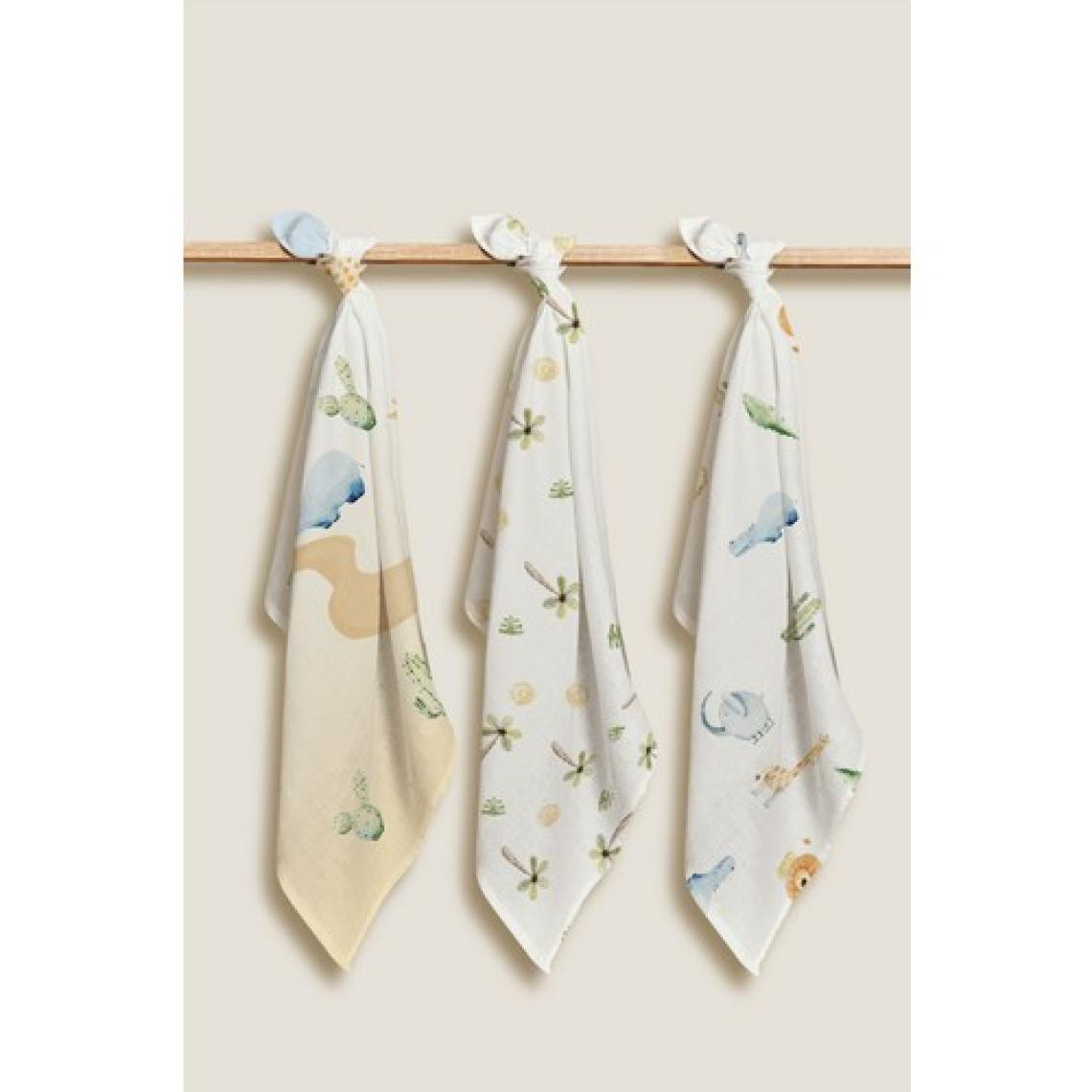 Casadora Baby Safari %100 Pamuk 3'lü Müslin Örtü Seti - 70X70 cm