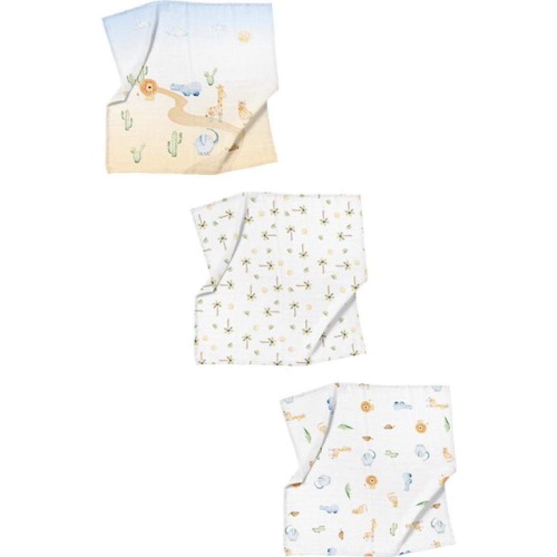 Casadora Baby Safari %100 Pamuk 3'lü Müslin Örtü Seti - 70X70 cm