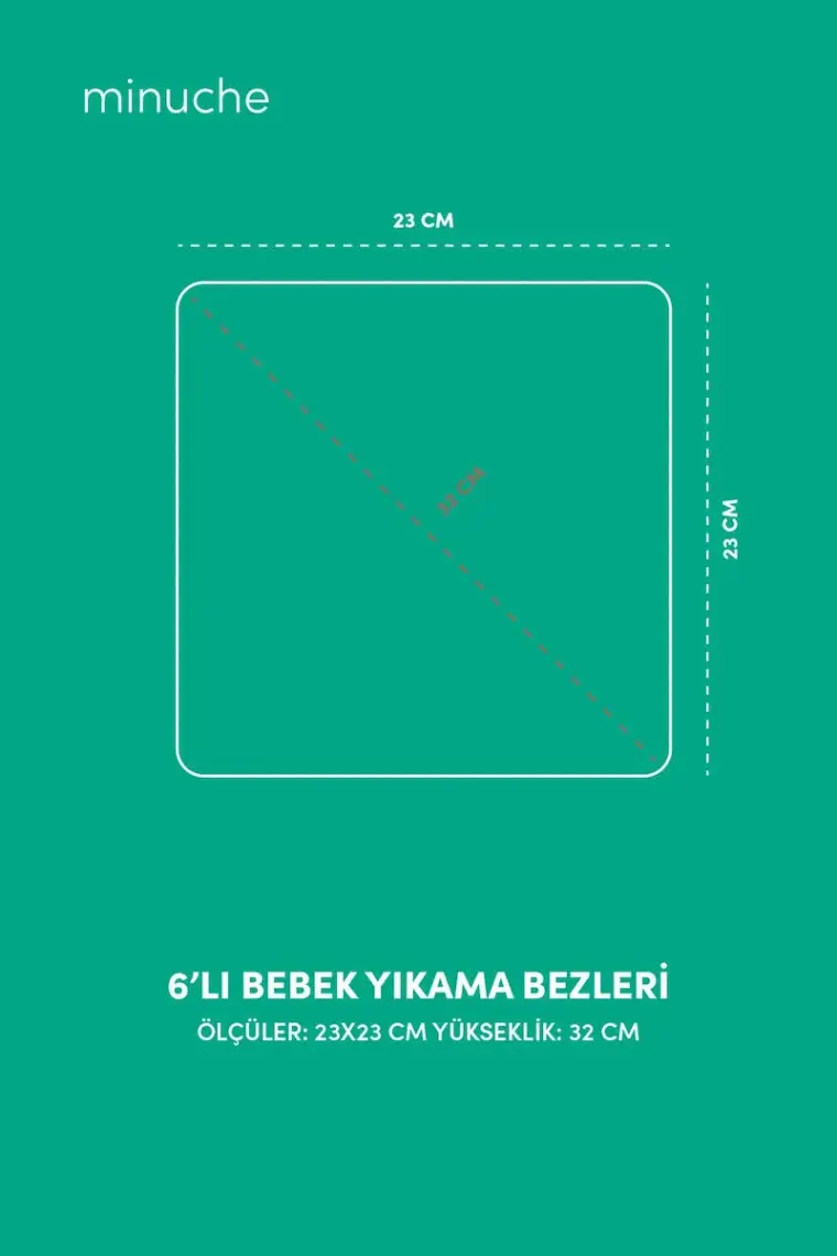Minuche 6'lı Bebek Yıkama Bezleri -  Pamuk Yumuşak ve Süper Emici Örgü Yıkama Kesesi