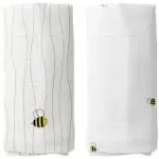 Casadora Baby Happy Bee - Nakışlı 100% Pamuk 2'li Müslin Örtü Seti - 90X90 cm