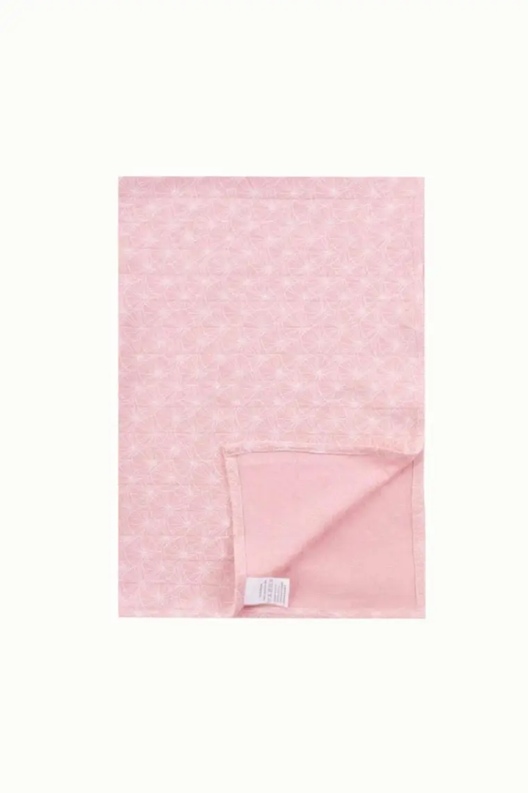 Boumini Çok Amaçlı Pamuklu Bebek Örtü ve Kese Seti 100x100 cm Pembe Yapraklar