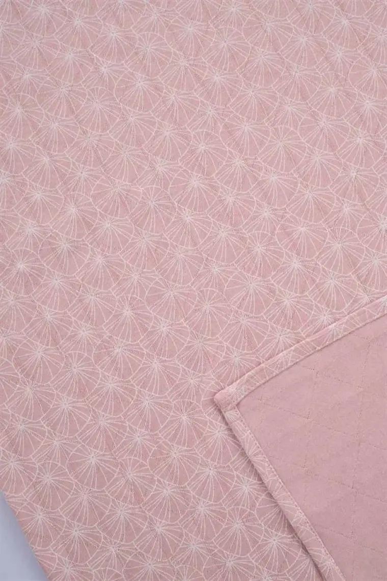 Boumini Çok Amaçlı Pamuklu Bebek Örtü ve Kese Seti 100x100 cm Pembe Yapraklar