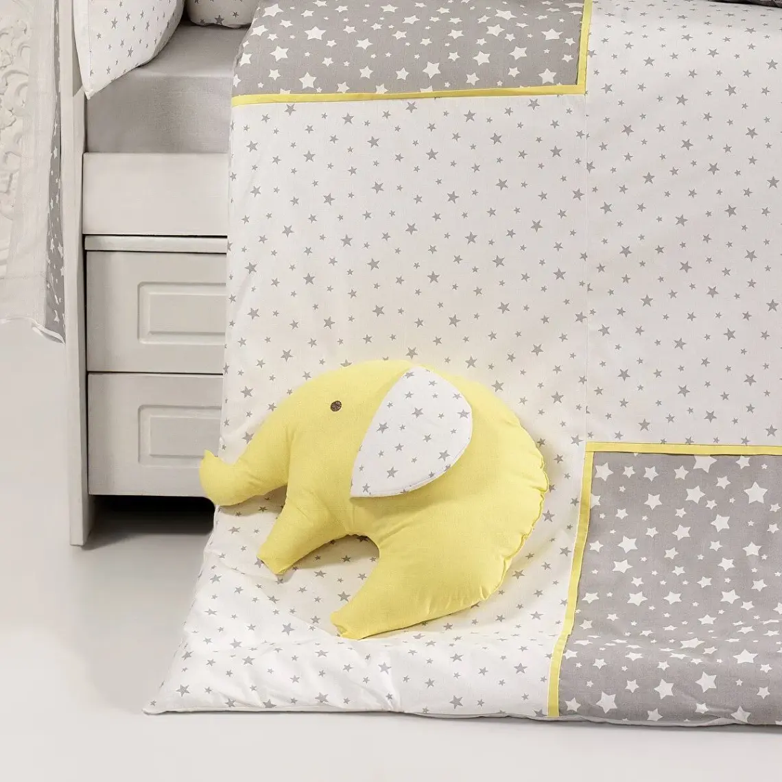 Pierre Cardin Smiley Stars Bebek Beşik Uyku Seti 75 x 130 cm Grey Yellow