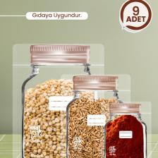 Bakır Metal Kapaklı Kavanoz Görünümlü Saklama Poşeti 9 Adet (3 Büyük, 3 Orta, 3 Küçük)