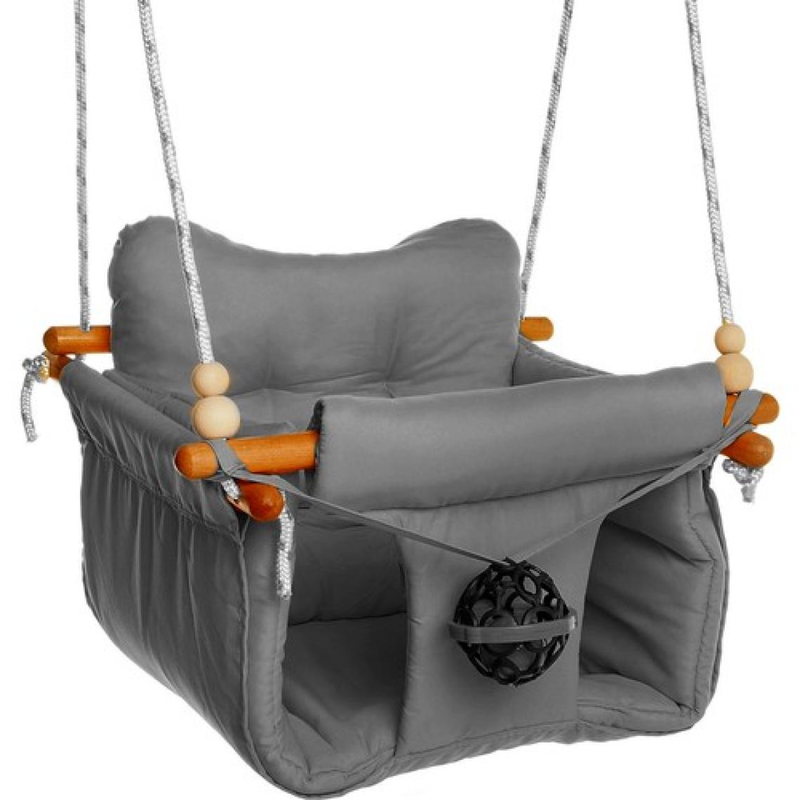 Baby&Plus Nostalji Gri Ahşap Salıncak