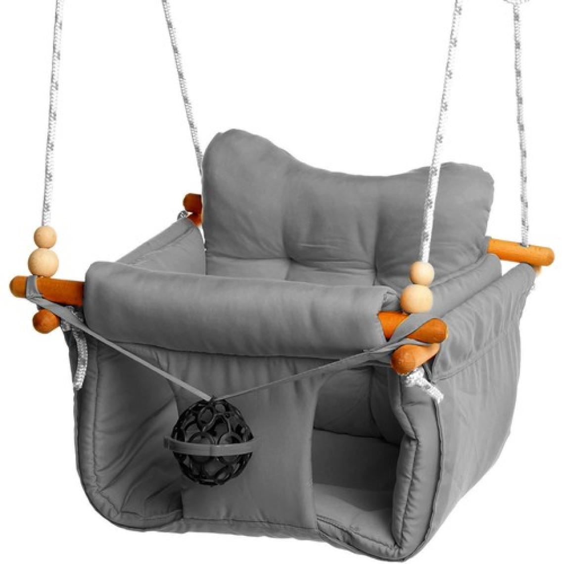Baby&Plus Nostalji Gri Ahşap Salıncak