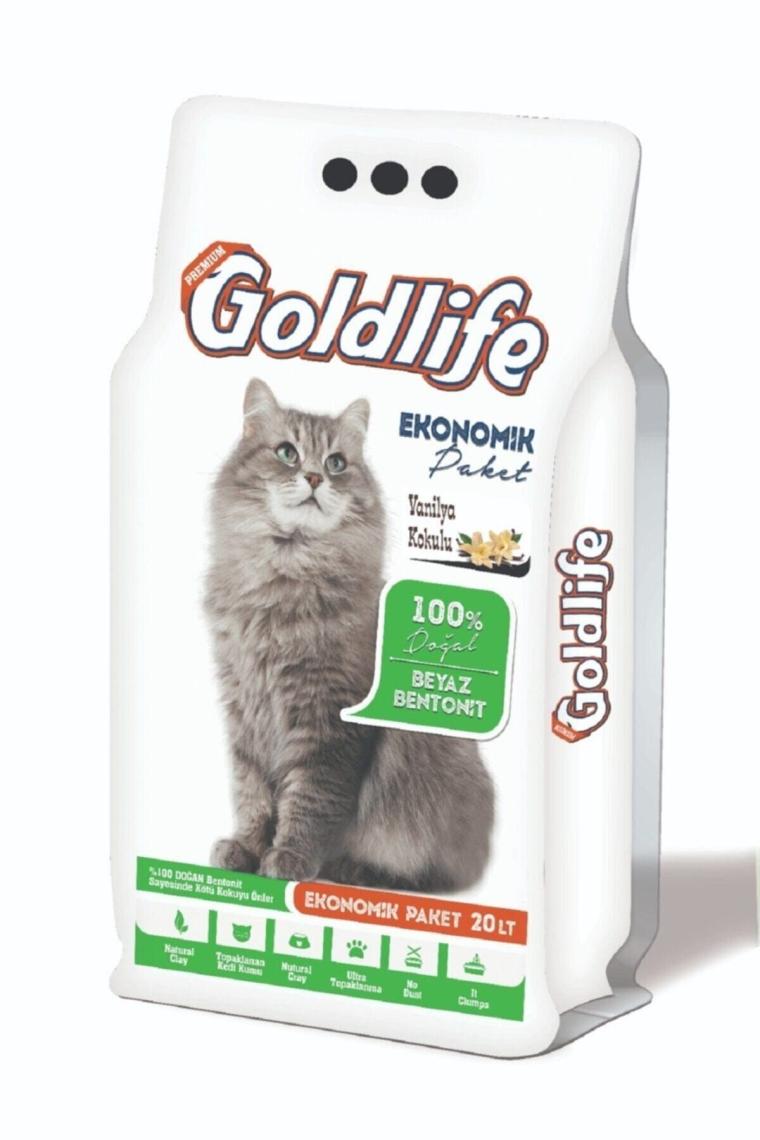 Goldlife Ekonomik Paket Vanilyalı İnce Taneli 20 lt Bentonit Kedi Kumu