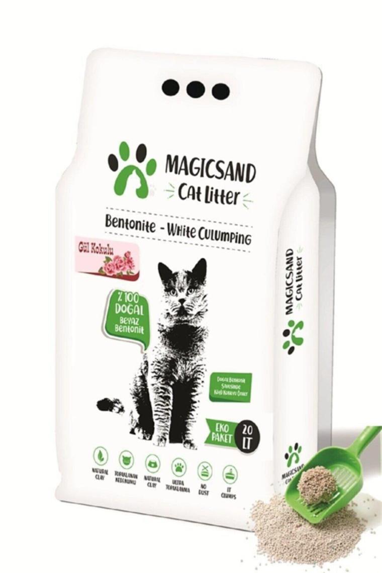 Magicsand Cat Litter Bentonit Gül Kokulu 20 lt İnce Taneli Kedi Kumu