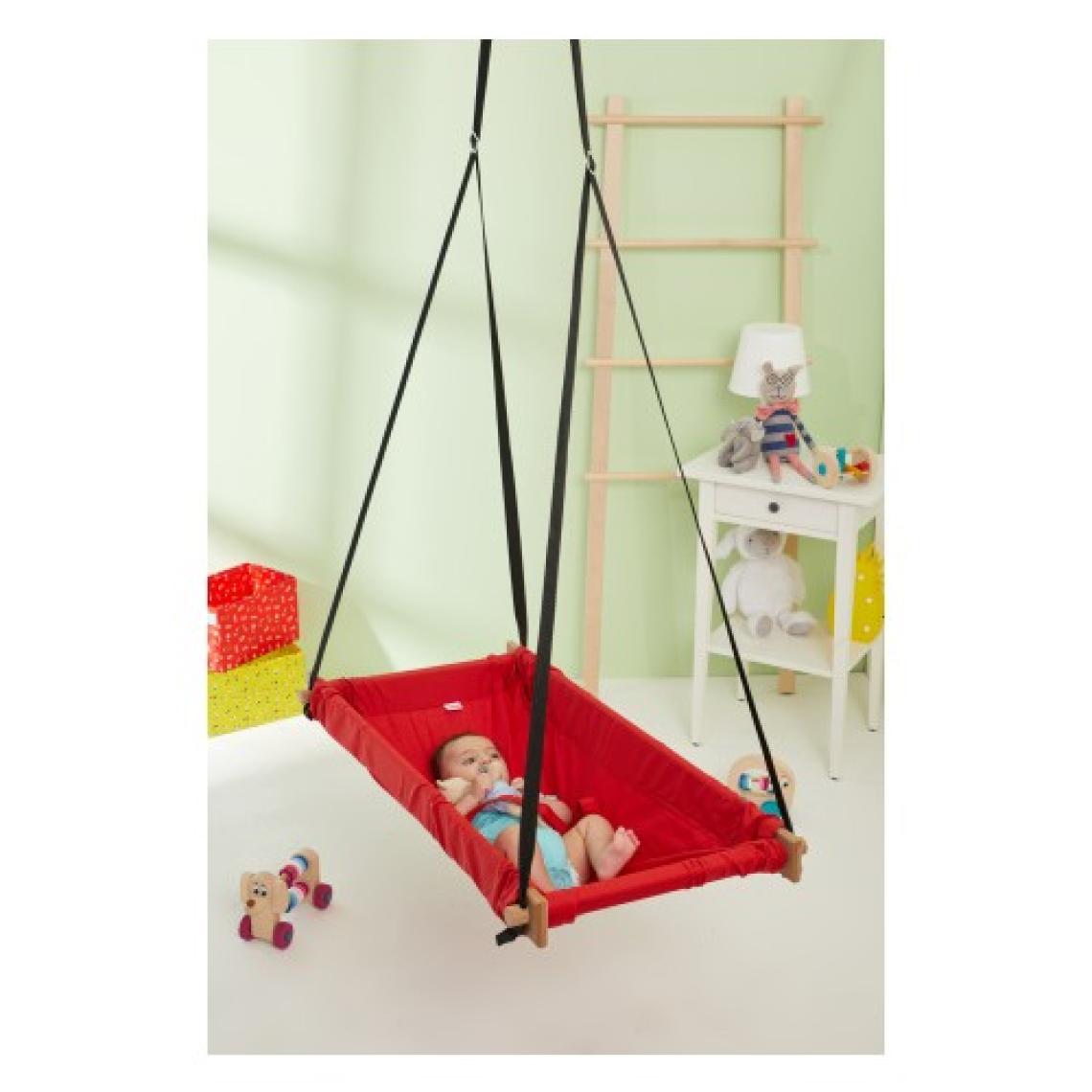 Svava Ahşap Yaylı Zıp Zıp Bebek Hamak Beşik (Kırmızı)