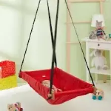 Svava Ahşap Yaylı Zıp Zıp Bebek Hamak Beşik (Kırmızı)