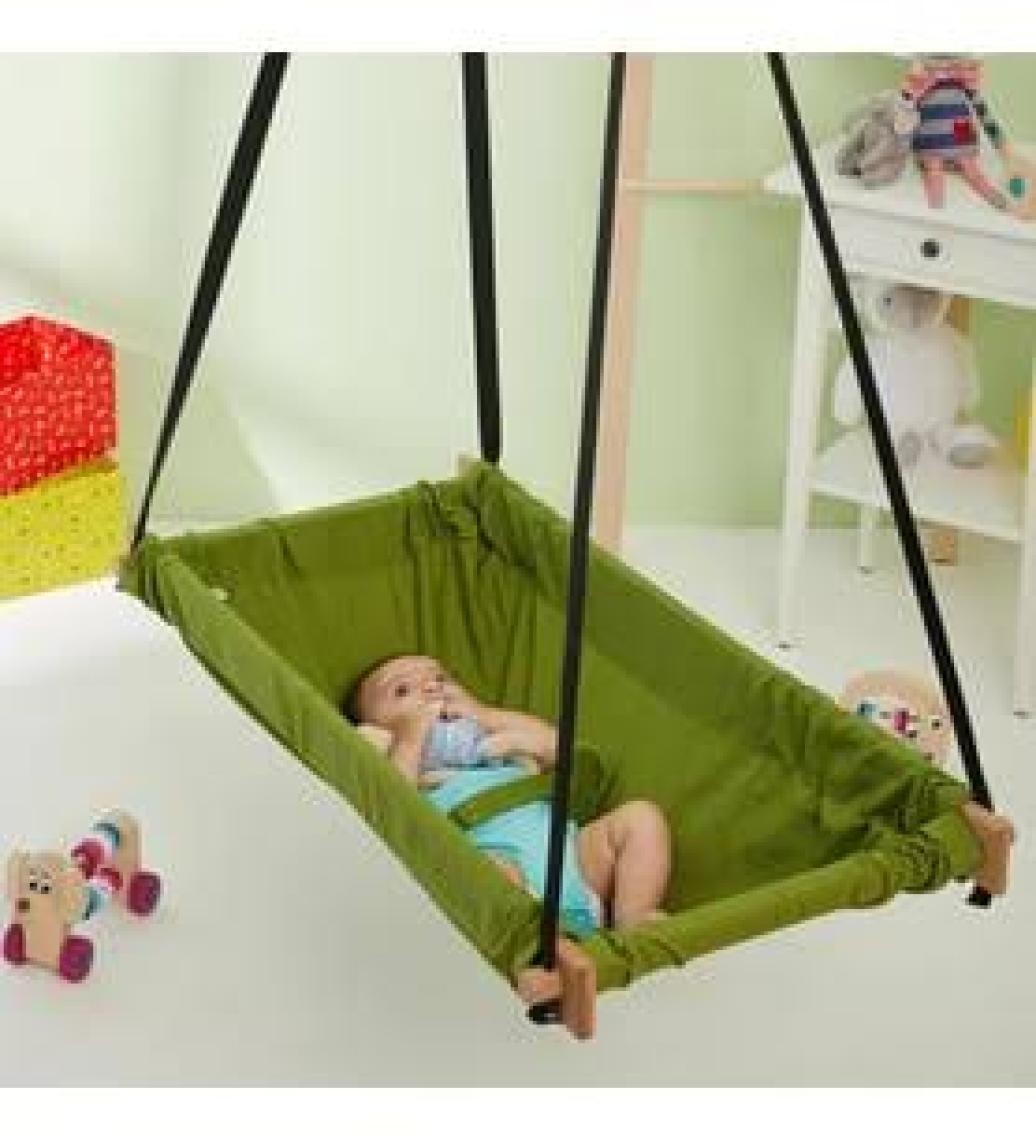 Svava Ahşap Yaylı Zıp Zıp Bebek Hamak Beşik (Yeşil)