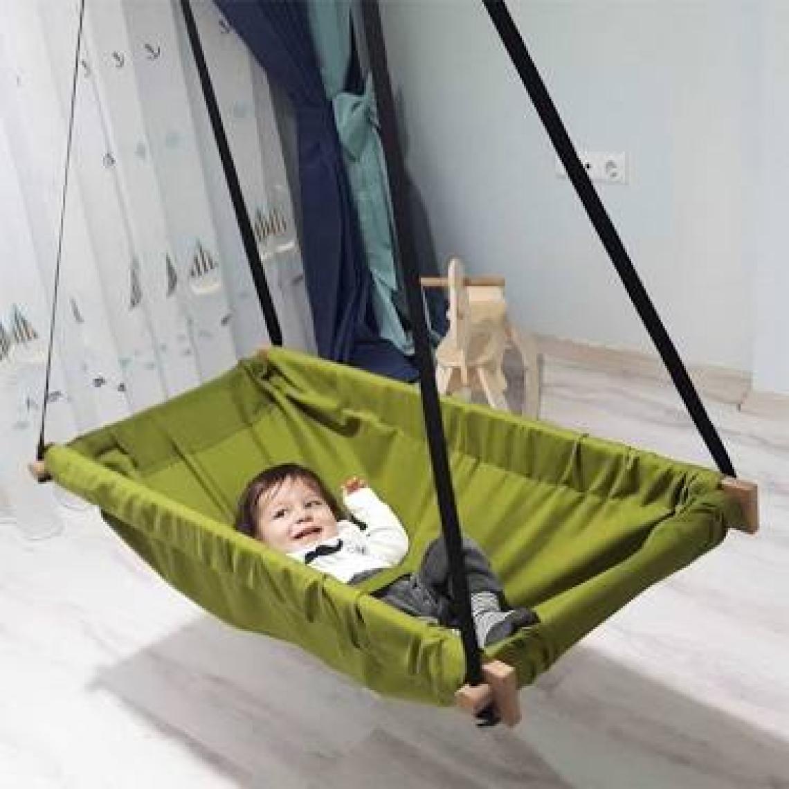 Svava Ahşap Yaylı Zıp Zıp Bebek Hamak Beşik (Yeşil)
