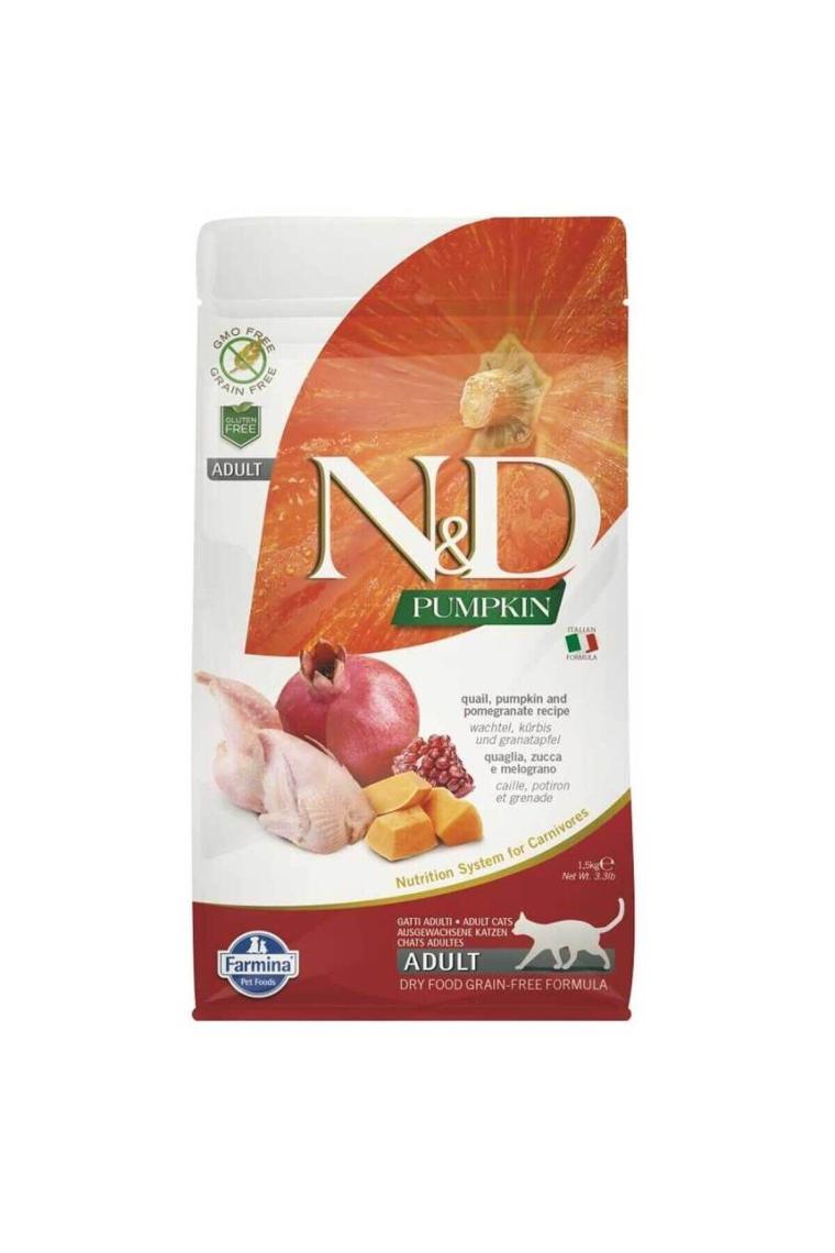 Pumpkin Tahılsız Bıldırcınlı Ve Narlı Yetişkin Kedi Kuru Maması 1,5 Kg