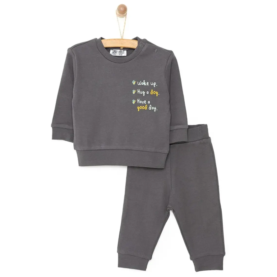 Hellobaby Basic Erkek Yazı Baskılı Eşofman Takımı Erkek Bebek