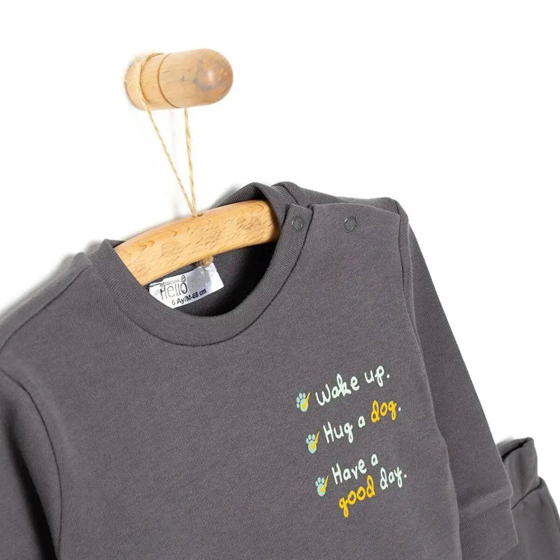 Hellobaby Basic Erkek Yazı Baskılı Eşofman Takımı Erkek Bebek