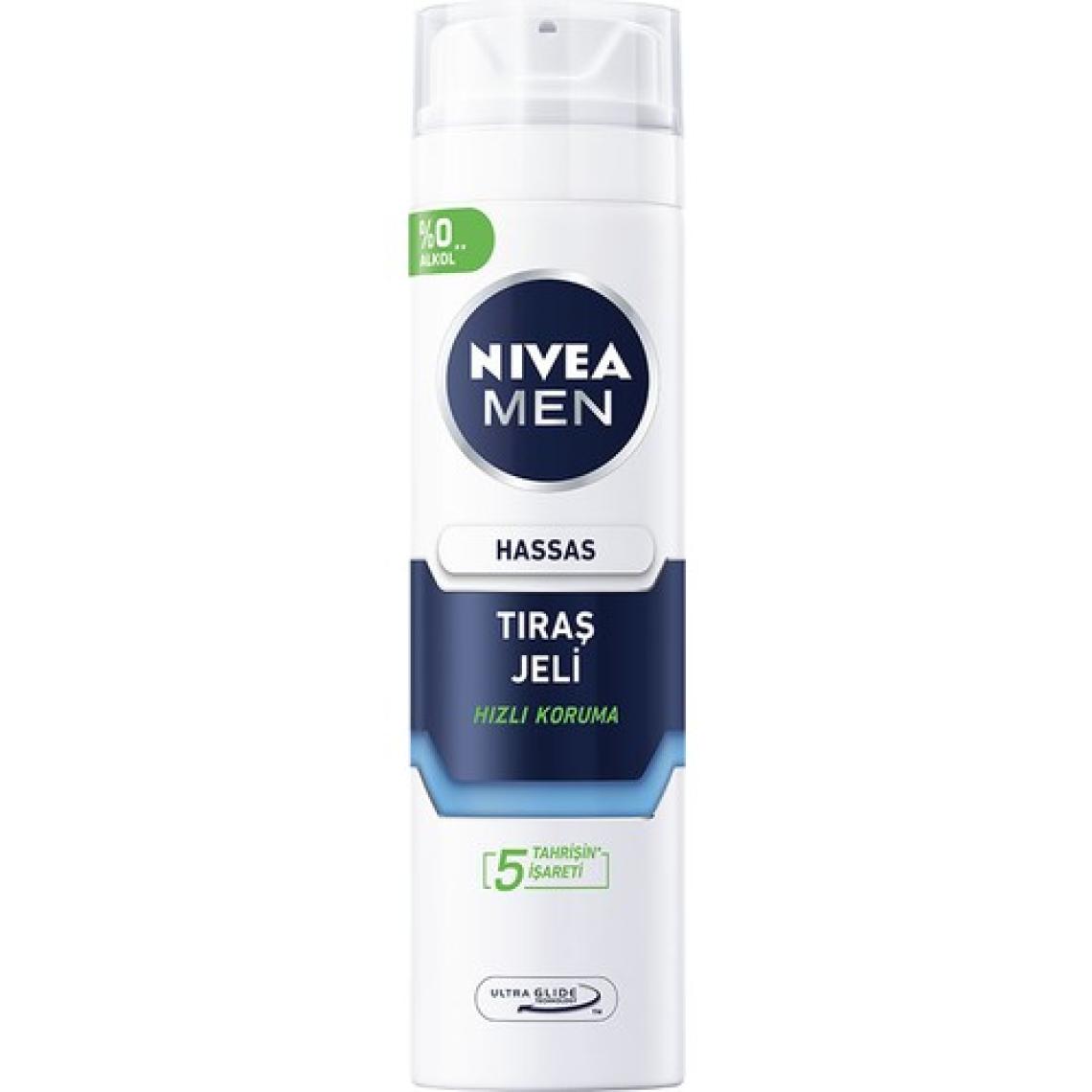 NIVEA Men Hassas Tıraş Jeli 200ml, Hassas Ciltlere Özel Hızlı Koruma, , Alkolsüz Formül